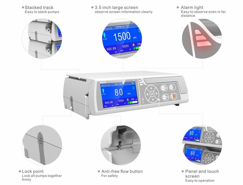 Metalen infuuspomp met ingebouwde batterij High End infuuspomp